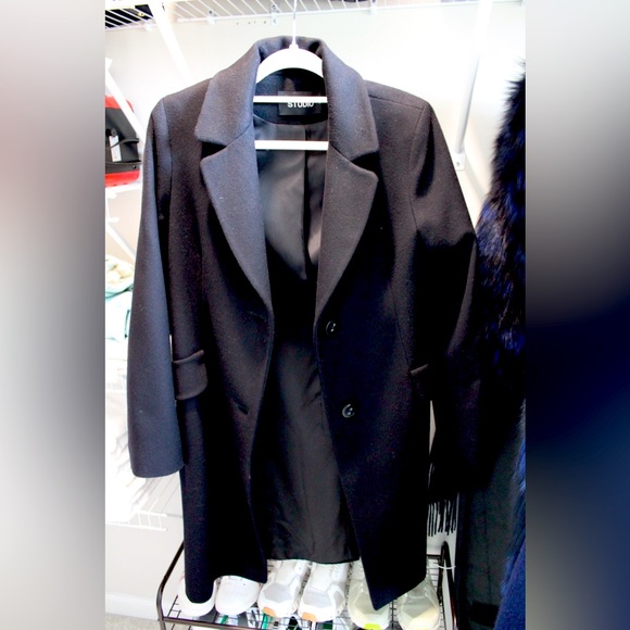 Fleurette Studio Wool Dress Black Coat - Picture 1 of 7